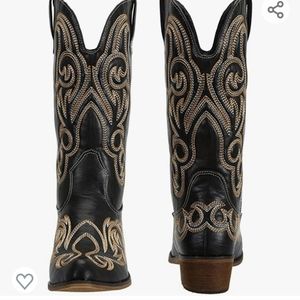 Black Embroidered Cowboy Western Boots